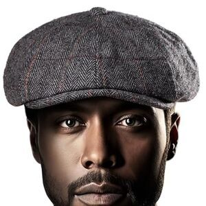 Tribe. Stash Cap. Men's Black and White Tweed Newsboy Cap. NWT. Size L/XL